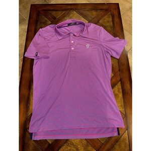 RLX Ralph Lauren Performance Large Polo Shirt Pink Blue Stripped Golf ‎ Stretch